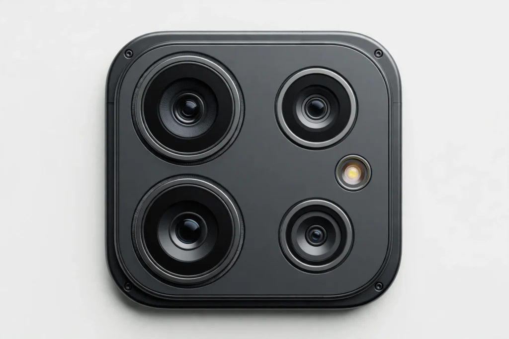 Close-up of a smartphone triple camera module