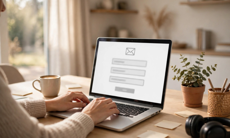 Person signing in to Yahoo Mail on a laptop showing the email login screen