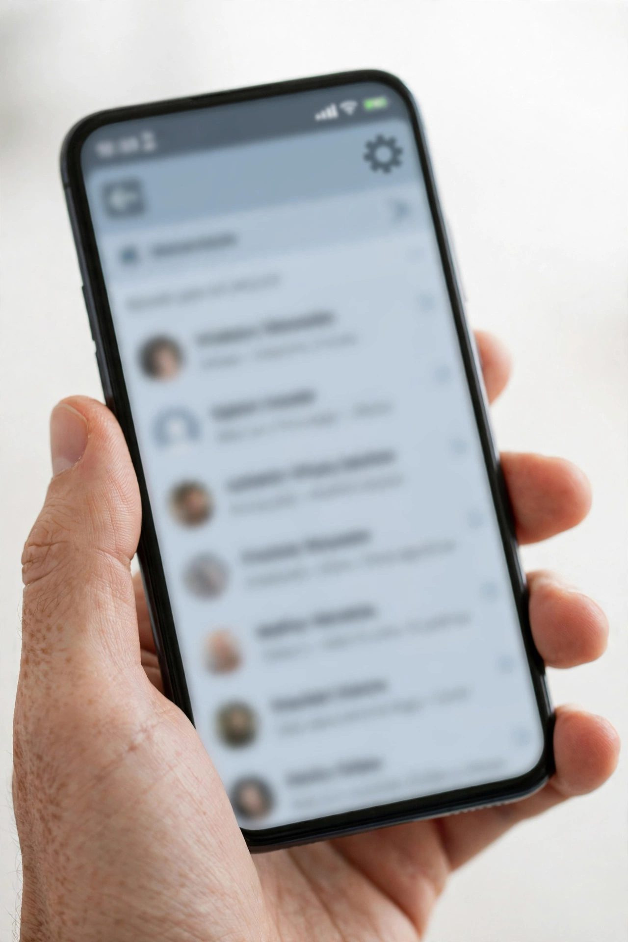 Hand holding smartphone with Yahoo Mail app open while checking login settings